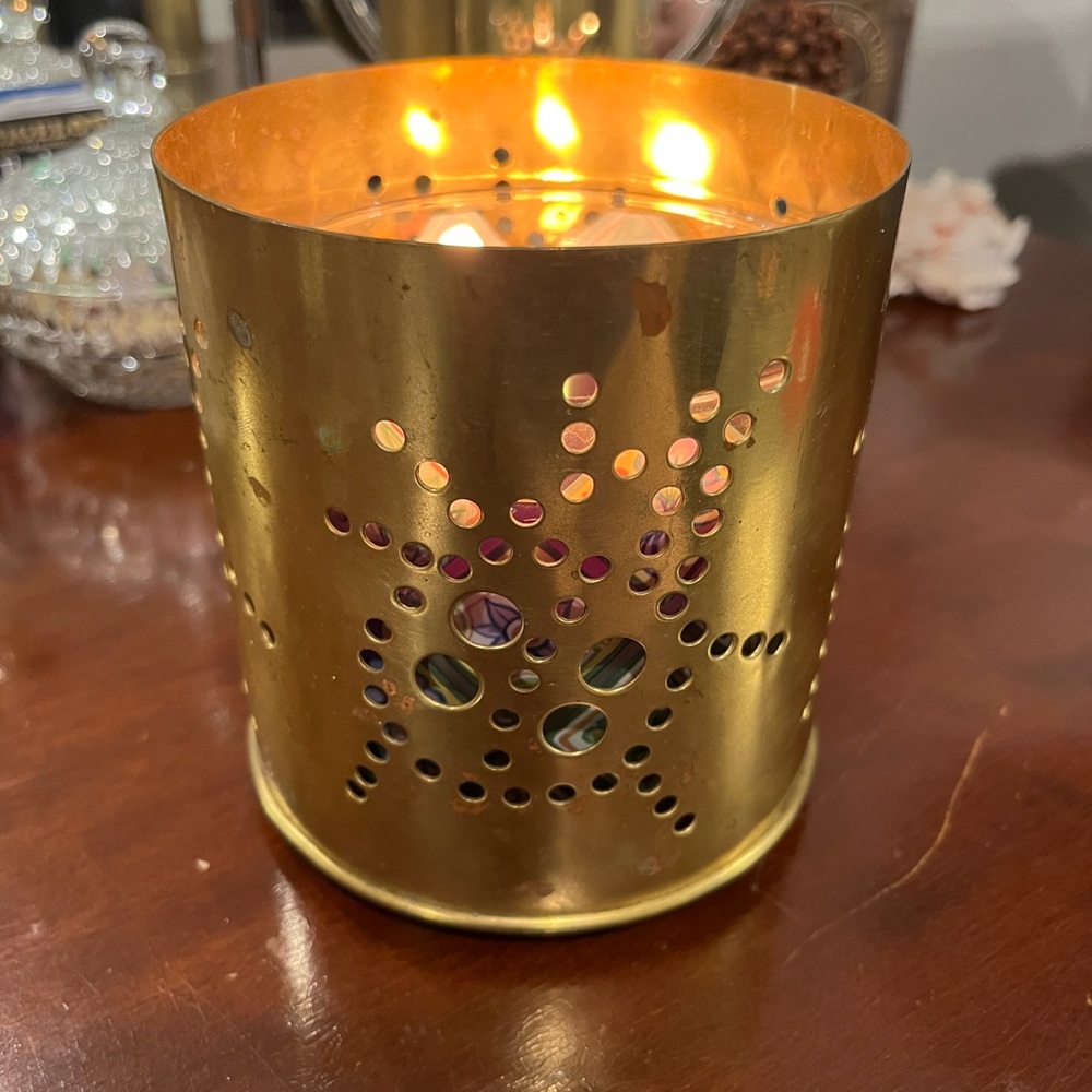 Brass Candle Holder with Design